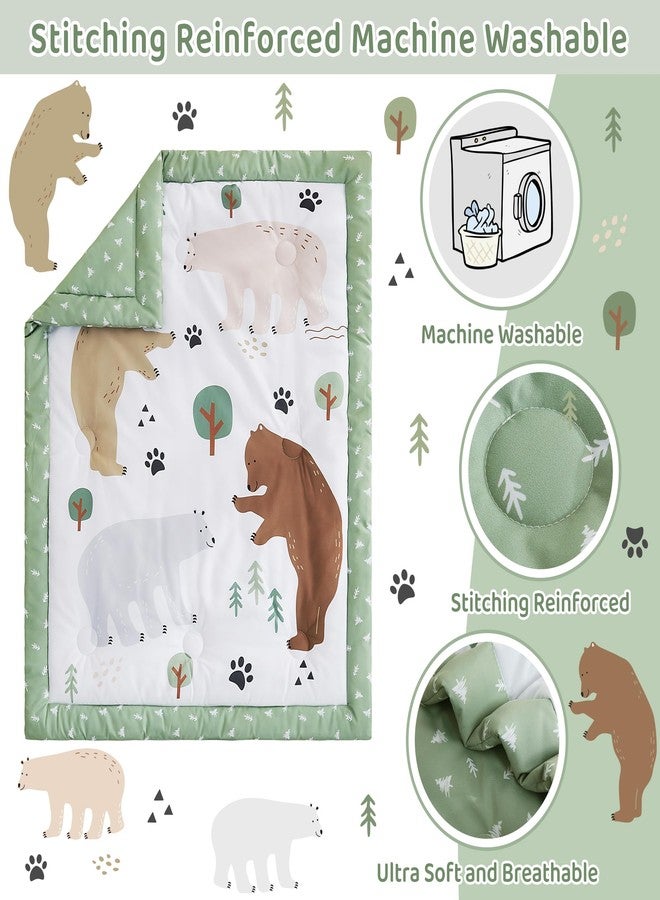 lasoftan 3 Piece Baby Crib Bedding Set, Infant Nursery Bed Set Decor with Quilt + Fitted Crib Sheet + Skirt, Baby Bedding Set Breathable and Soft for Baby Boy and Girl - Forest Bear - Image 3